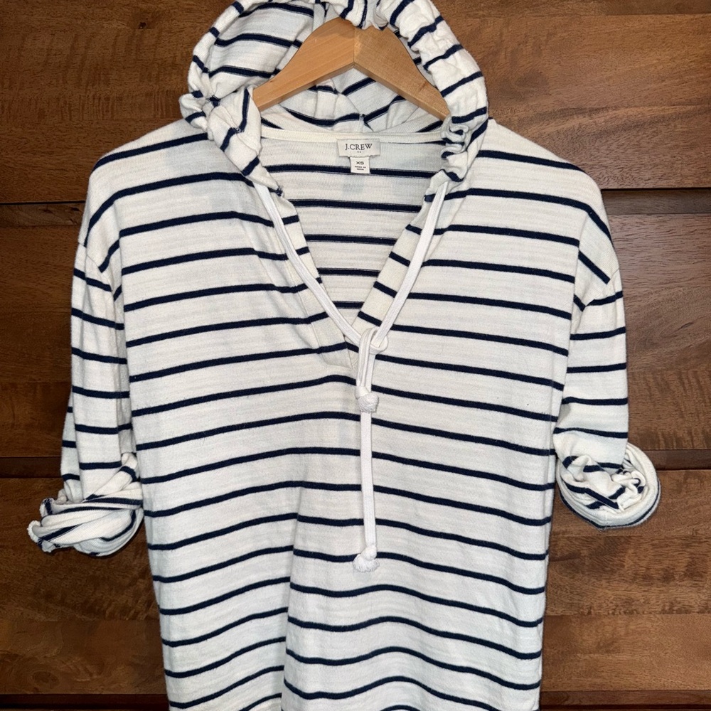 J. Crew Navy and White Striped Hoodie